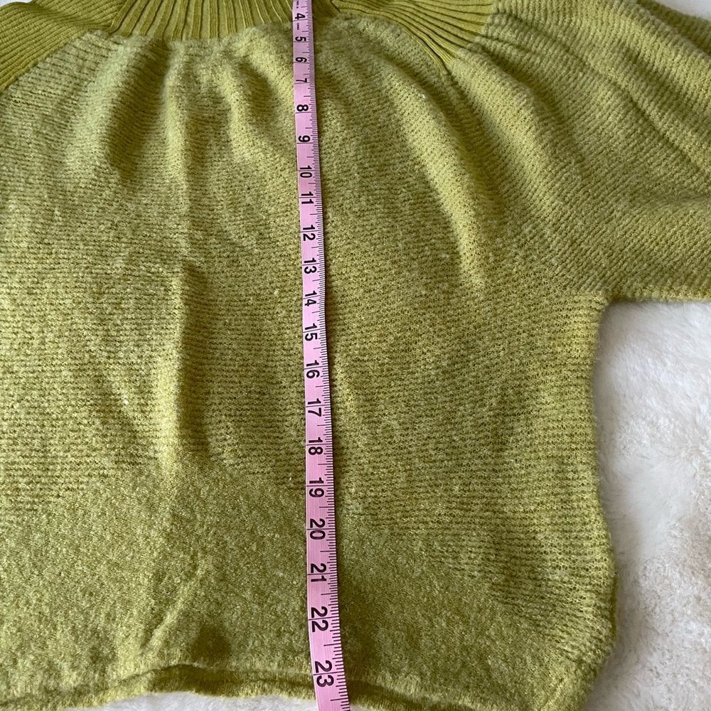 Free People Chartreuse Balloon Sleeve Sweater Cozy Chic Crew Neck Small S - Picture 9 of 11